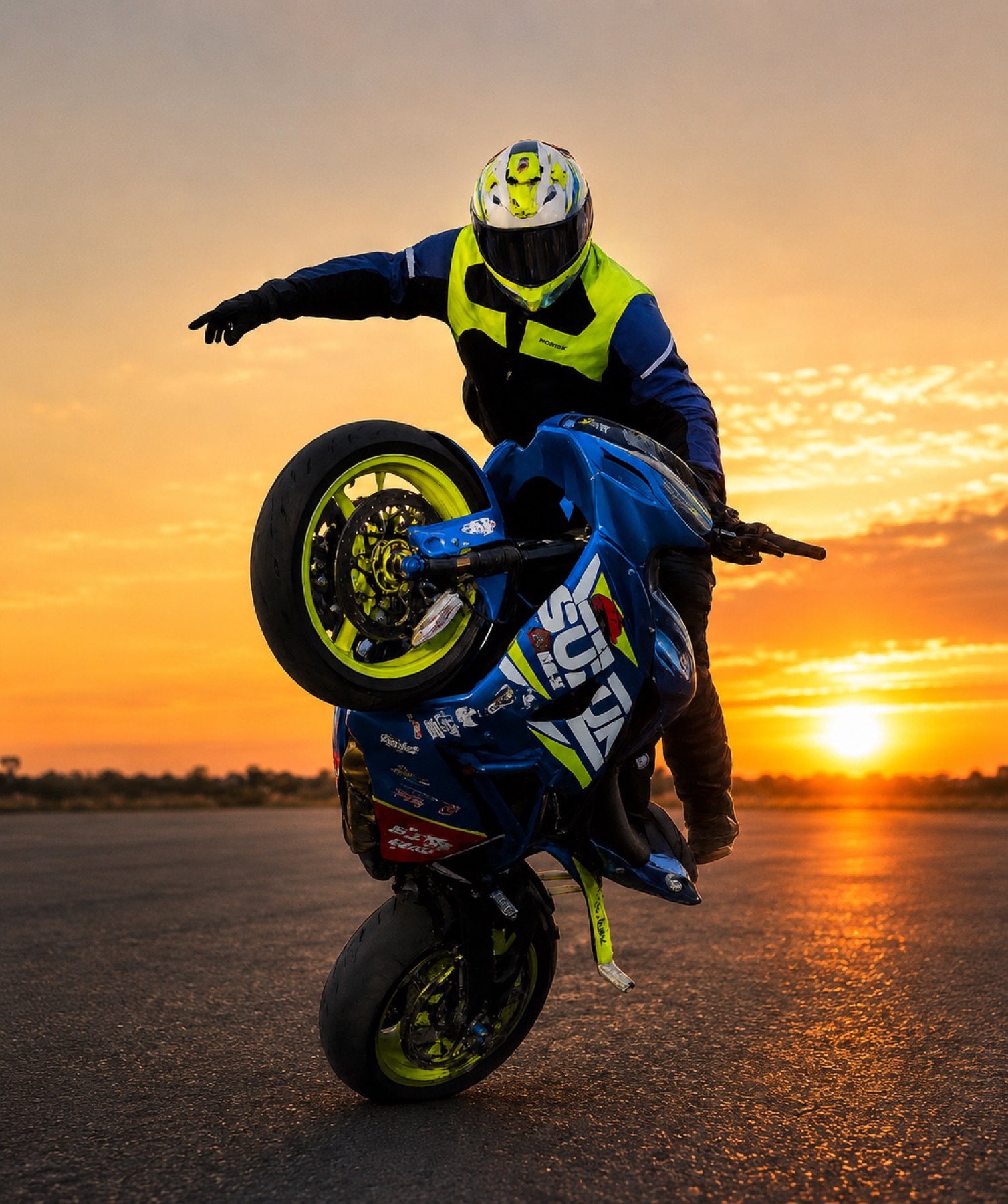 Darlan em wheeling ao pôr do sol